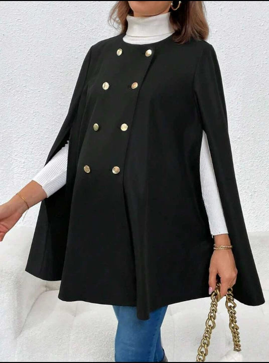 Elegant Wool Cape Coat – Timeless & Sophisticated