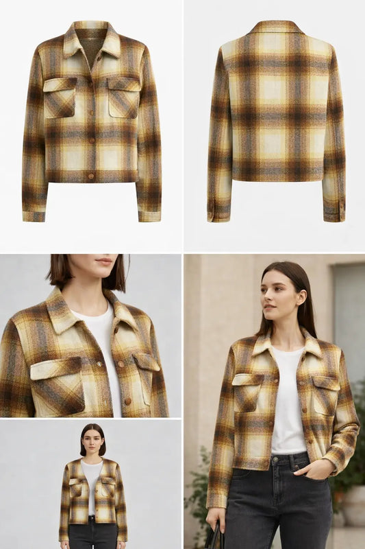 SHEIN Fast Delivery in 5 Days – Women Plaid Short Jacket | Delicado