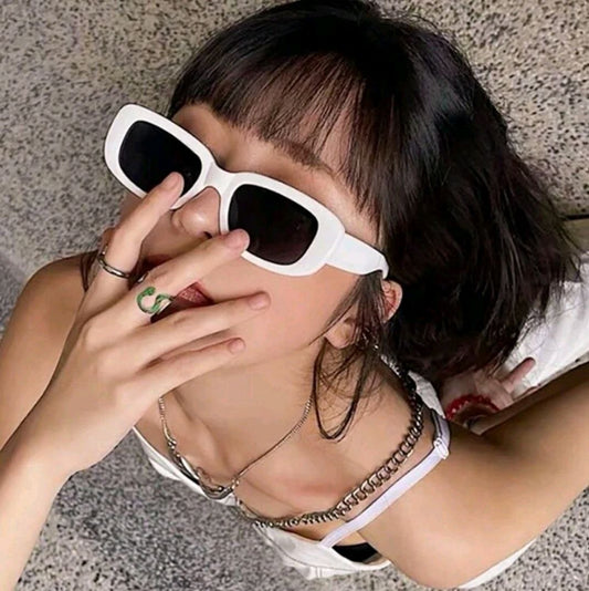 نظارات شمسية عصرية بتصميم حديث، مثالية للحفلات وحفلات الزفاف – باللون الأبيض