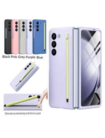 جراب هاتف سامسونج قابل للطي + قلم لمس - لون بنفسجي - حماية كاملة وأناقة