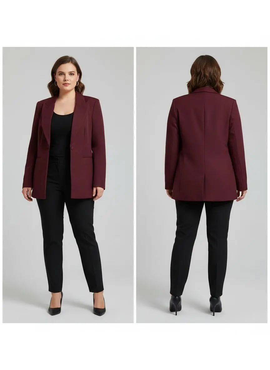 Women’s Burgundy Classic Blazer Jacket – Elegant Office Style | Shein Fast Delivery 5 Days Delicado