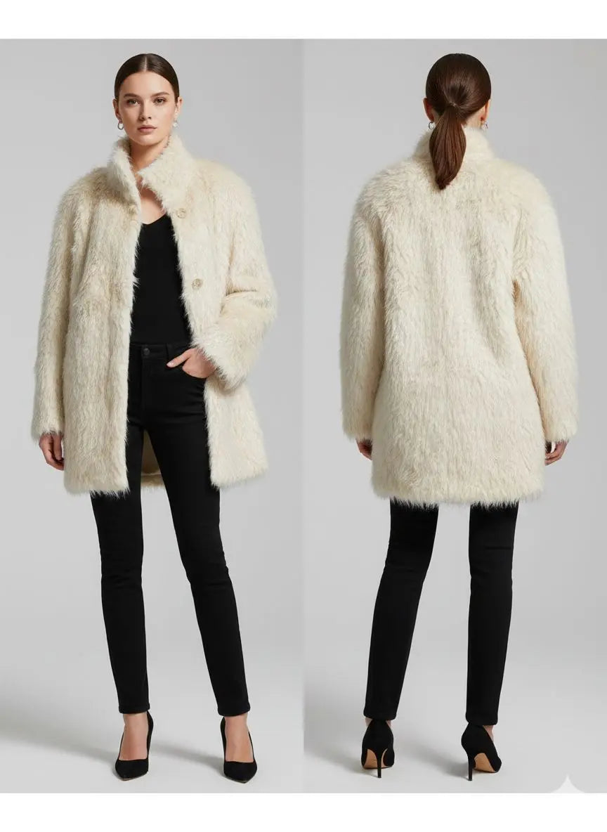 Women’s Faux Fur Winter Coat – Soft Plush Design