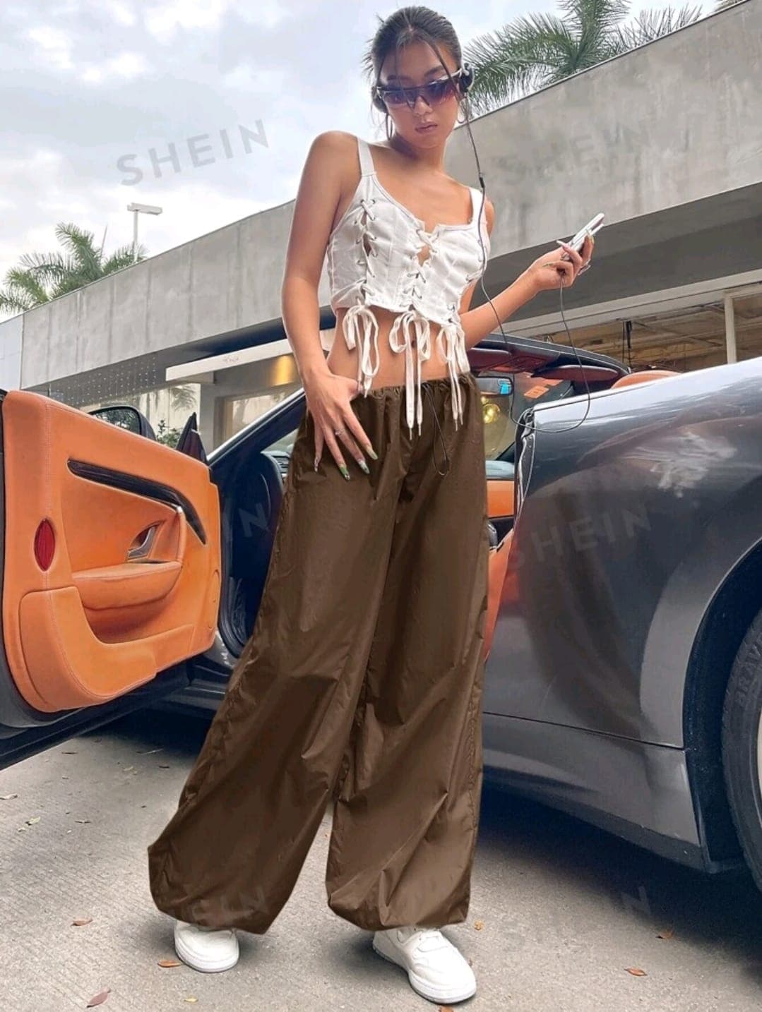 Wide Leg Drawstring Waist Pants
