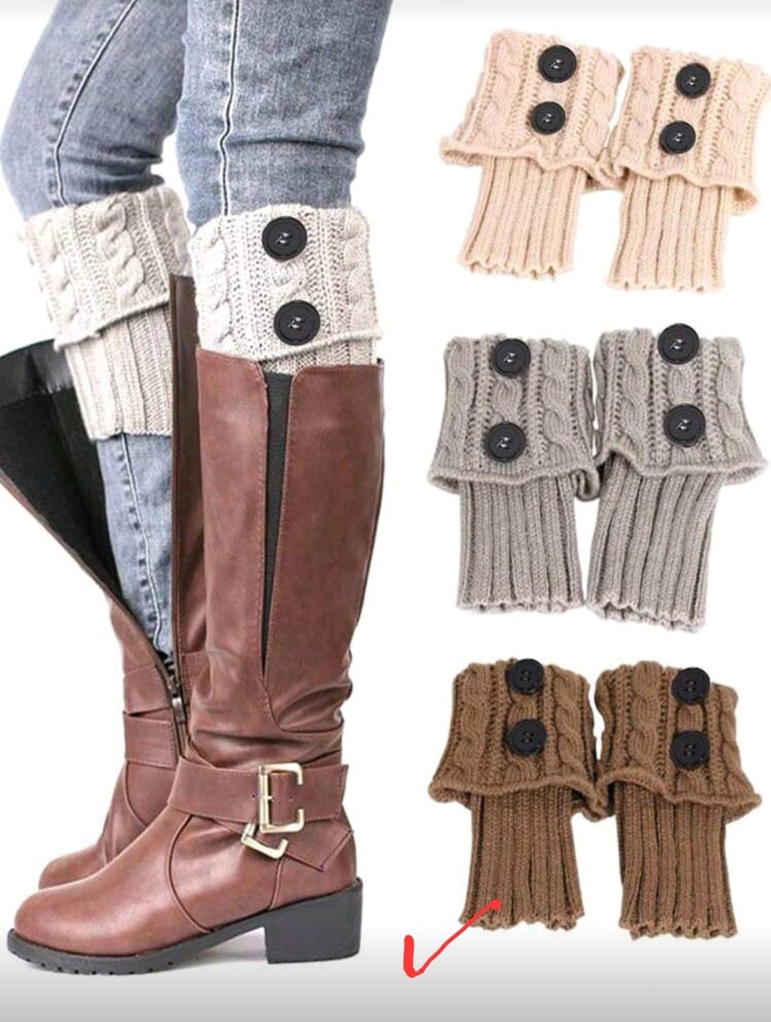 Knitted Fingerless Gloves for Women – Buttoned Winter Arm Warmers