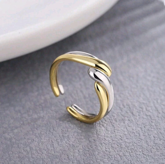 Adjustable Two-Tone Open Ring