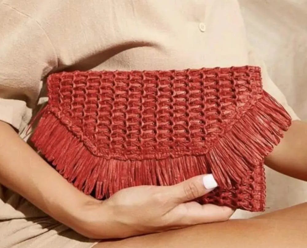 Woven Fringe Clutch Bag