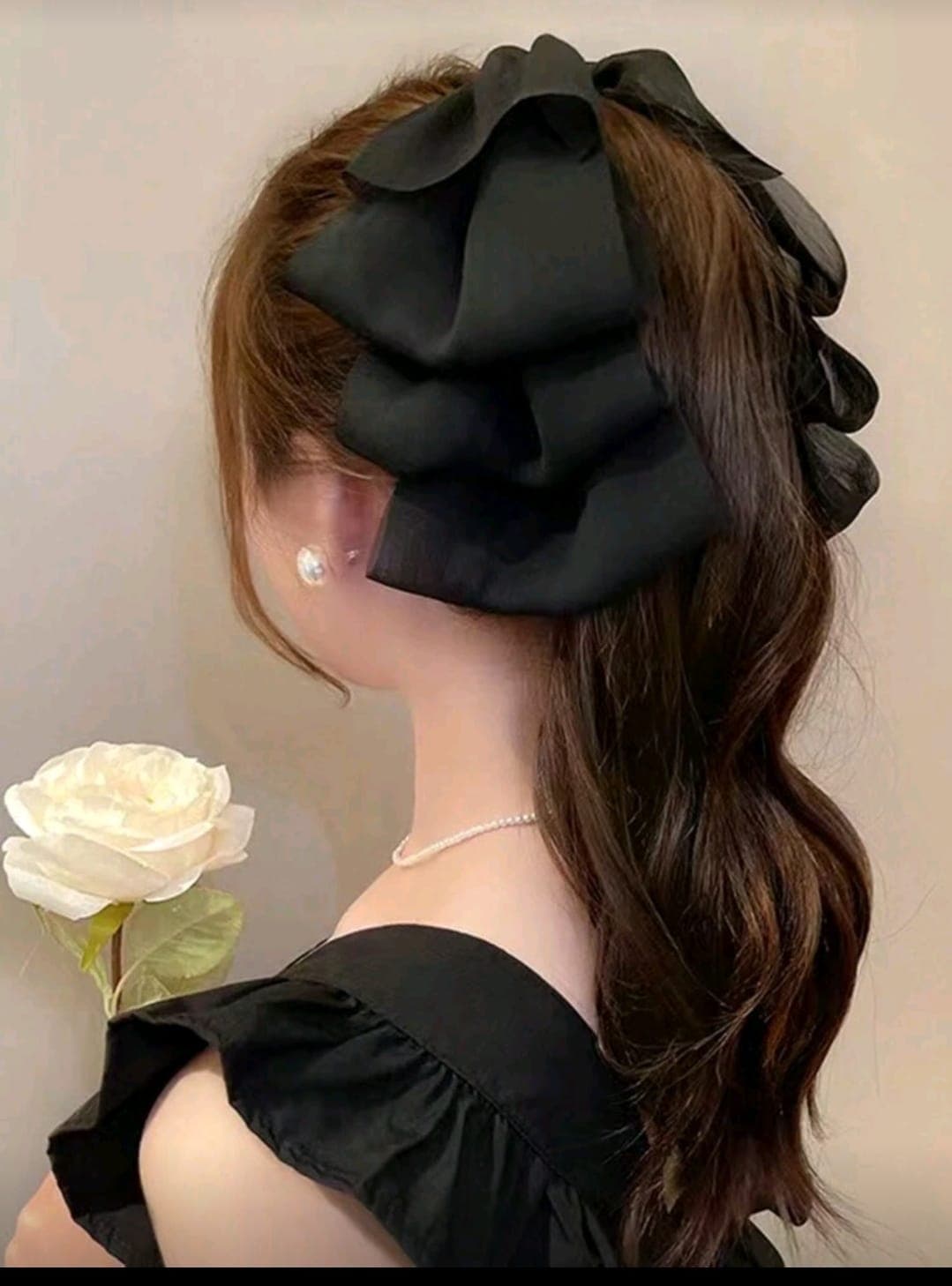 Oversized Satin Hair Bow Scrunchie – Oversized Satin Hair Bow Scrunchie – BlackBlack