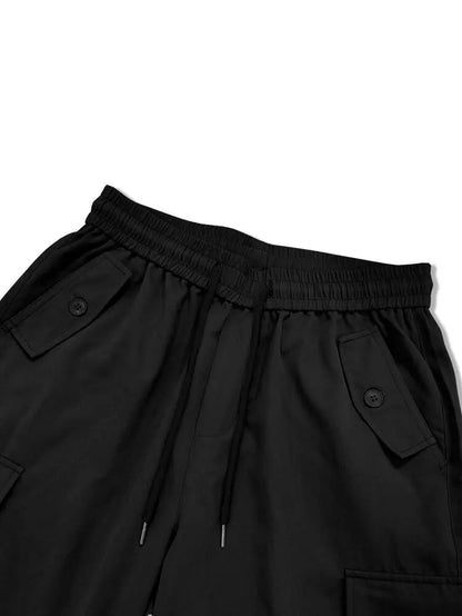 Men’s Black Wide-Leg Cargo Pants – Relaxed Fit Streetwear Trousers