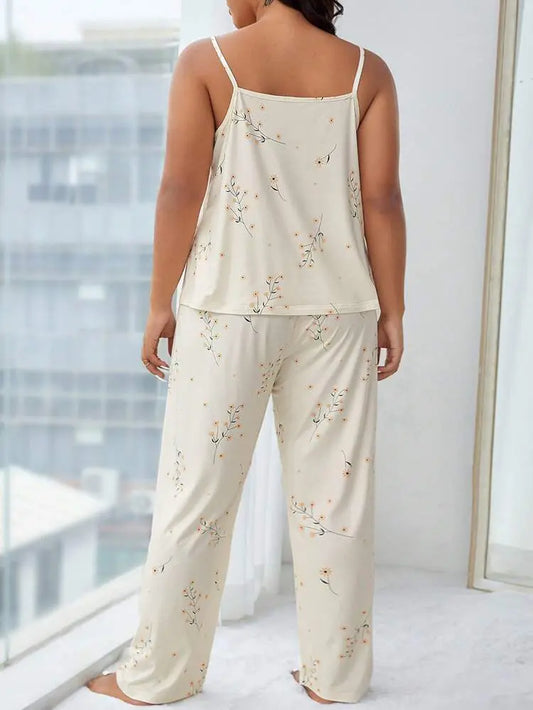 Shein Floral Print Pajama Set – Sleeveless Top & Wide Leg Pants | Delicado