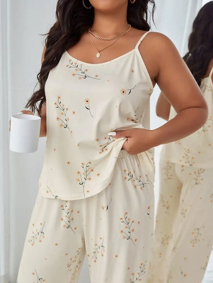 Shein Floral Print Pajama Set – Sleeveless Top & Wide Leg Pants | Delicado