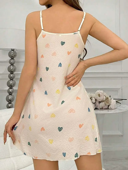 Shein Heart Print Sleeveless Night Dress – Soft Lounge Fit | Delicado