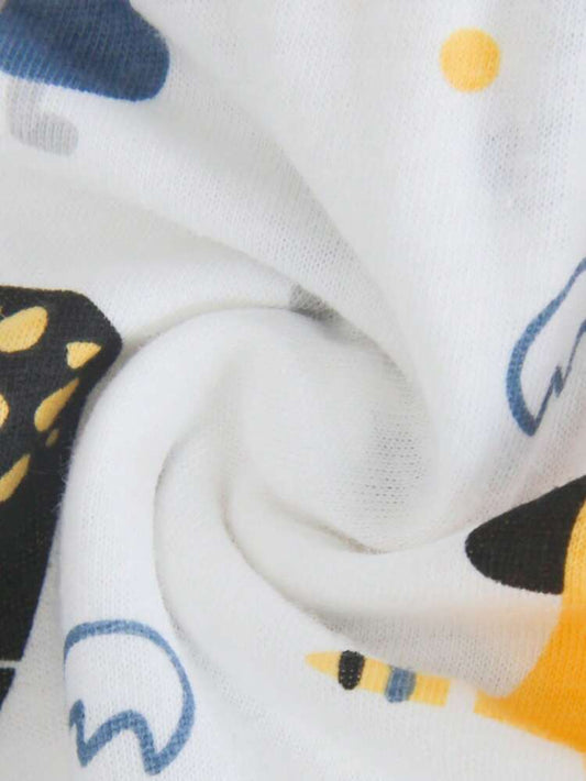 سالوبيت للأولاد الصغار بطبعة ديناصور – سالوبيت قطني بنقشة ديناصور كرتونية – أزرار كبس أمامية لباس صيفي