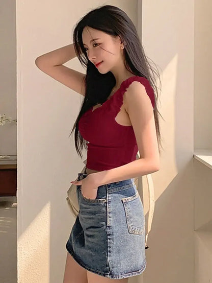 Shein Ruched Sweetheart Crop Top – Burgundy | Delicado