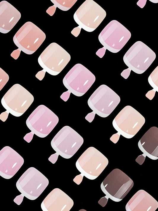 216 قطعة مجموعة أظافر صناعية فرنسية للقدم – طقم بدكير طبيعي لامع بتغطية كاملة