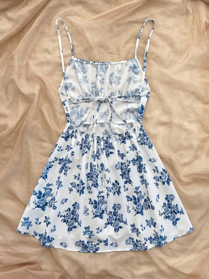 Shein Blue Floral Spaghetti Strap Dress | Delicado