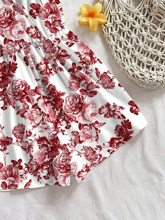 Women Floral Summer Romper with Spaghetti Straps – Shein Style Playsuit