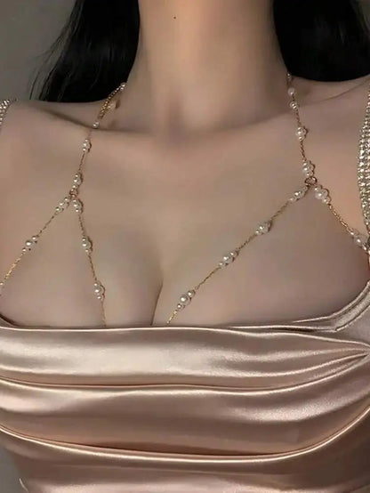 Pearl Body Chain Necklace for Women – Elegant Gold Body Jewelry | Shein Instant Delicado