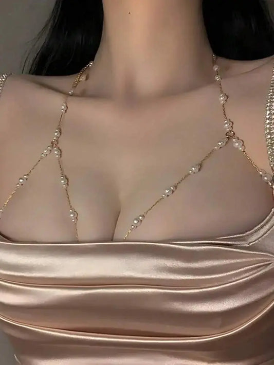 Pearl Body Chain Necklace for Women – Elegant Gold Body Jewelry | Shein Instant Delicado