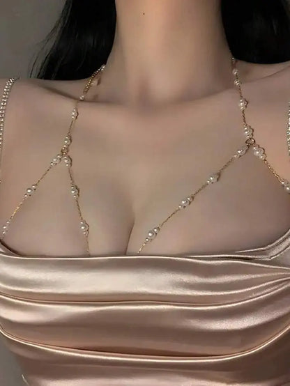 Pearl Body Chain Necklace for Women – Elegant Gold Body Jewelry | Shein Instant Delicado