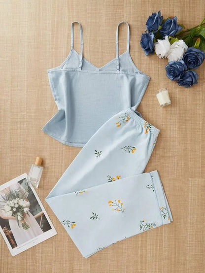 Shein Printed Pajama Set – Soft Pink Top & Floral Pants | Delicado