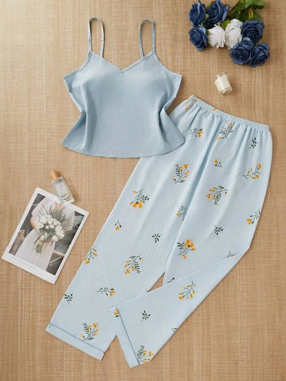 Shein Printed Pajama Set – Soft Pink Top & Floral Pants | Delicado