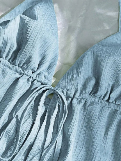 Shein Tie-Front Halter Top – Light Blue | Delicado