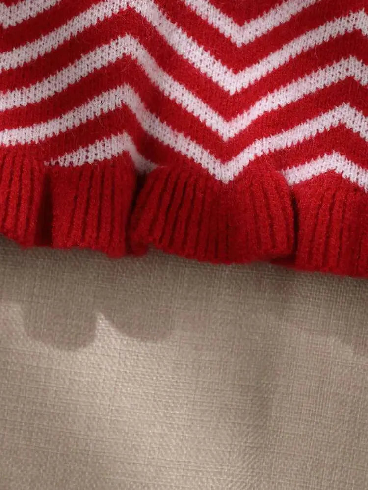 Shein Fast Delivery Kids Red Zigzag Knitted Dress – Winter Girls Dress | Delicado