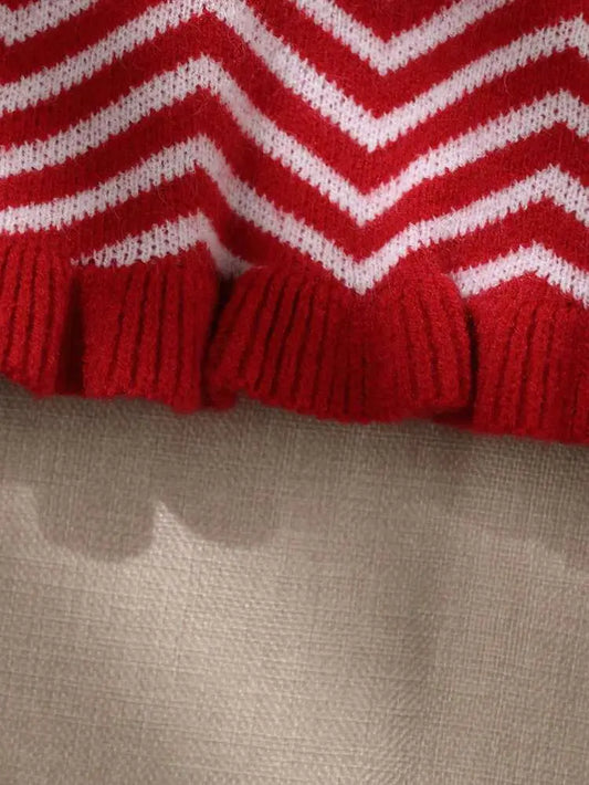 Shein Fast Delivery Kids Red Zigzag Knitted Dress – Winter Girls Dress | Delicado