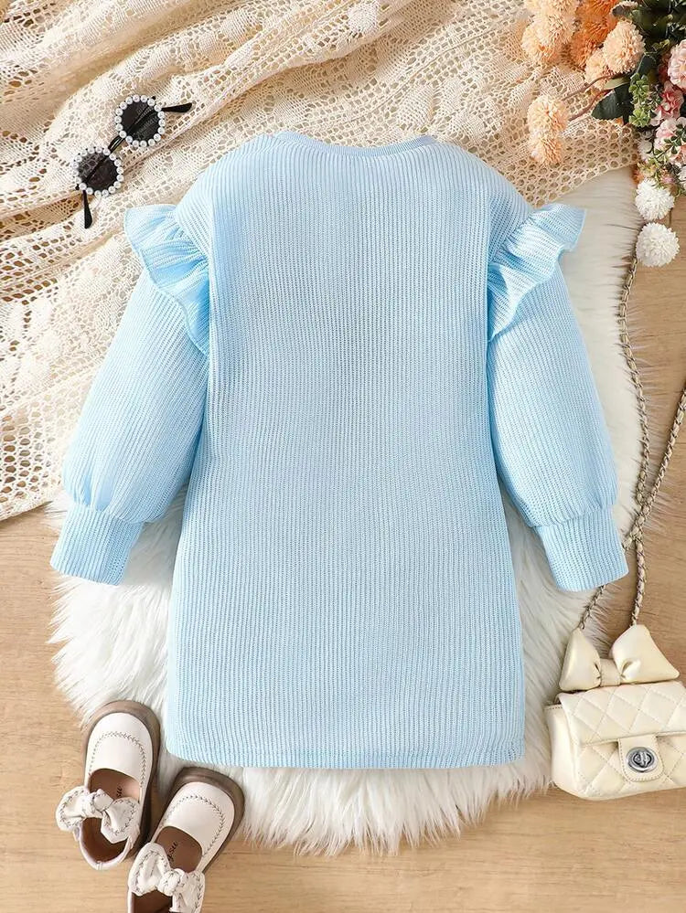 Shein Instant Girls Ribbed Knit Dress with Ruffle Sleeves – Delicado | Delivery in 5 Days