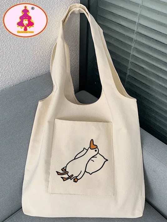 Cartoon Goose Canvas Tote Bag for Women – Cute Eco Friendly Shopping Bag | Shein Instant Delicado