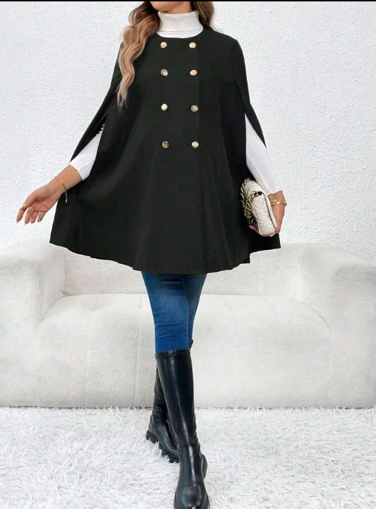Elegant Wool Cape Coat – Timeless & Sophisticated