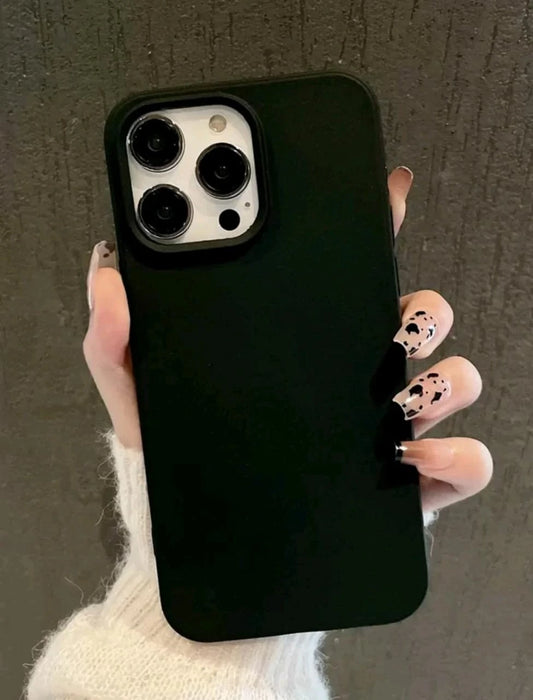 جراب هاتف أسود سادة - لمسة نهائية غير لامعة - حماية كاملة - تصميم بسيط