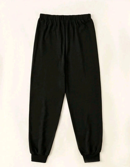 بنطال رياضي نسائي - أسود بنقشة قلوب - مريح وخفيف الوزن - للاستخدام المنزلي