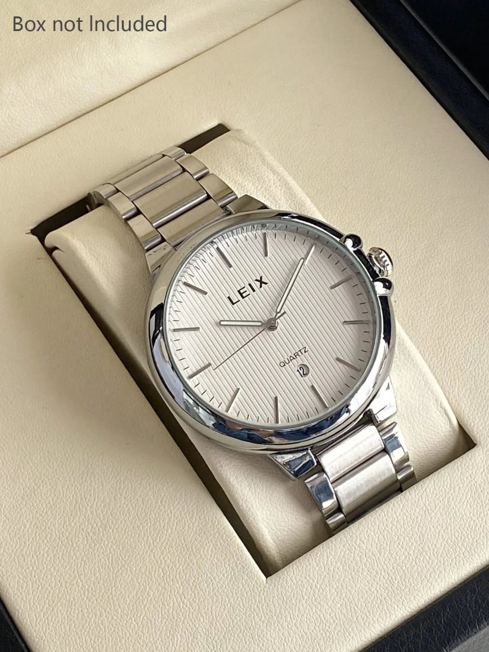 ساعة رجالية كلاسيكية فضية – سوار من الفولاذ المقاوم للصدأ من LEIX
