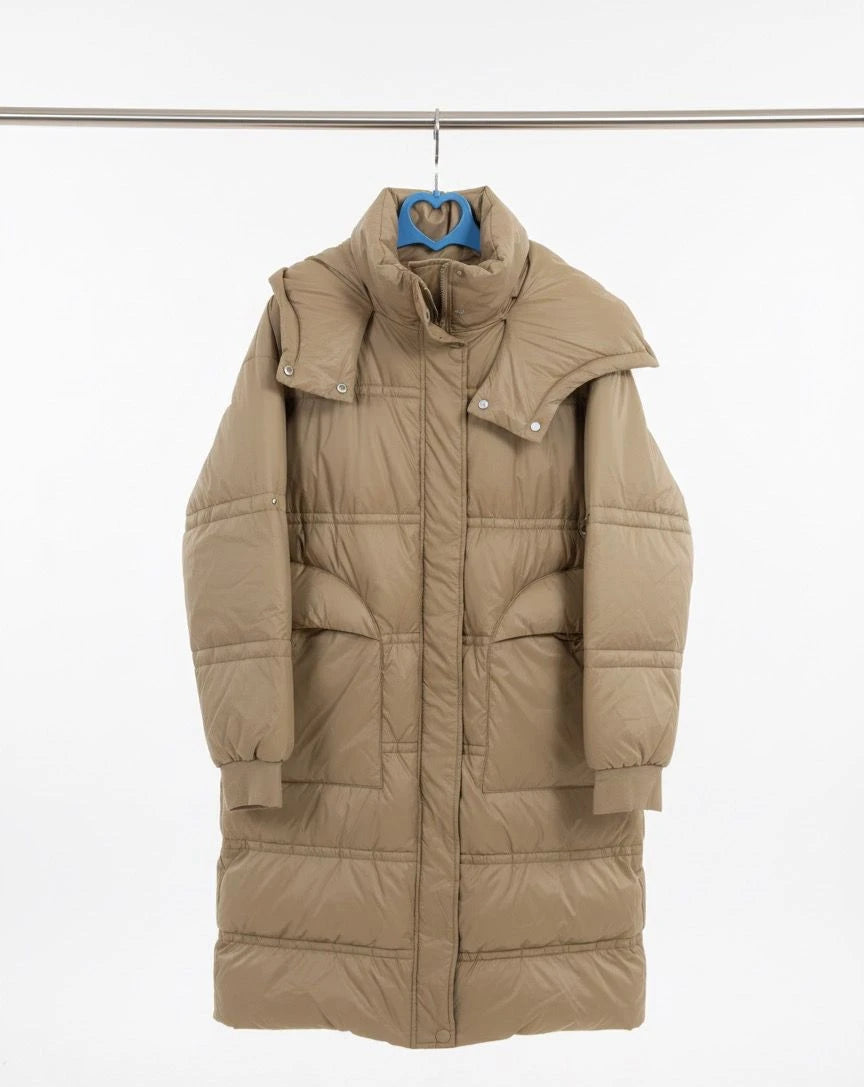 معطف شتوي نسائي منفوخ من شي إن إكسبريس - جاكيت طويل بغطاء رأس - توصيل خلال 5 أيام