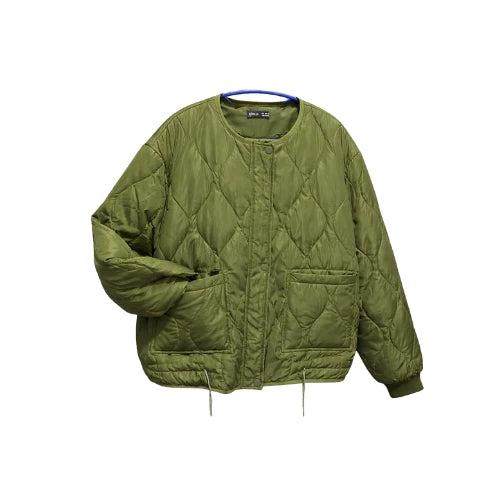 A lightweight winter jacket in a trendy olive green color