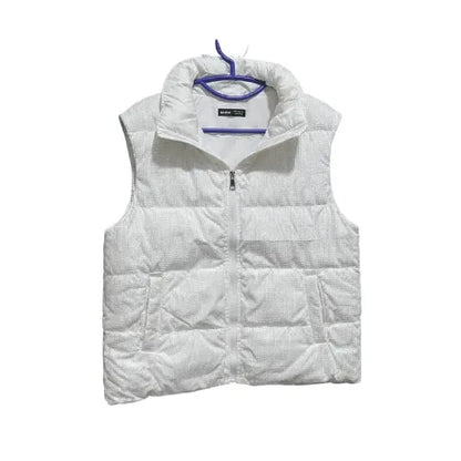 Women’s Padded Sleeveless Vest – White Winter Gilet
