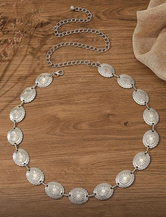 حزام سلسلة عملات معدنية عتيق - فضي