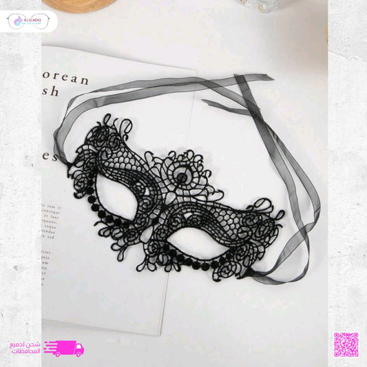 قناع الدانتيل الغامض – قناع عين أنيق من الدانتيل الأسود للحفلات والمناسبات