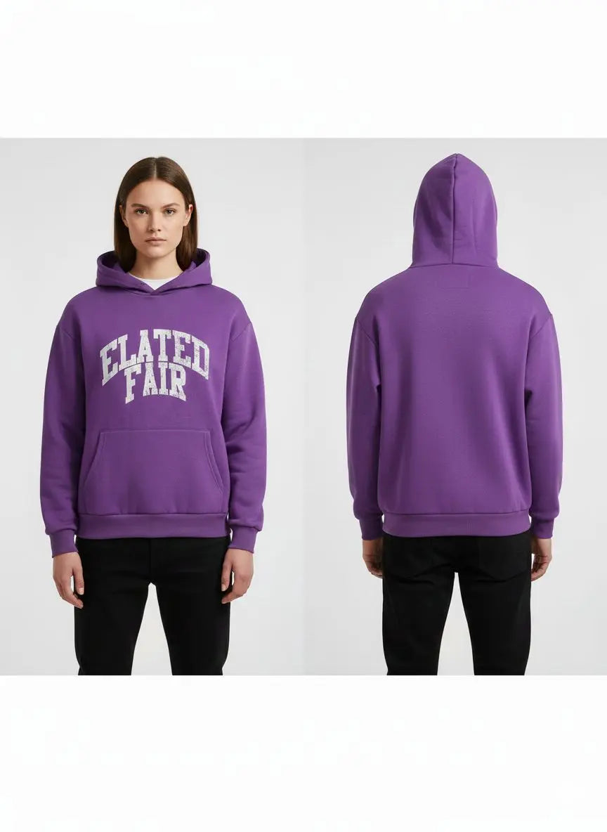 Women’s Purple Hoodie with Front Print – Casual Oversized Style