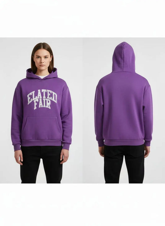 Women’s Purple Hoodie with Front Print – Casual Oversized Style