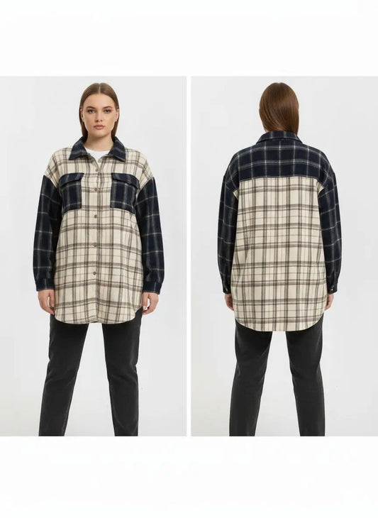 Women’s Plaid Oversized Shirt Jacket – shein-fast-delivery-5-days-delicado