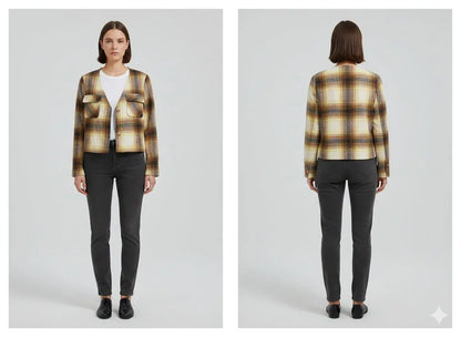 SHEIN Fast Delivery in 5 Days – Women Plaid Short Jacket | Delicado