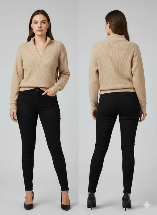 Women’s Ribbed Knit Half-Zip Sweater