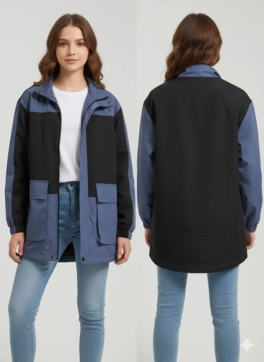 Women’s Two-Tone Hooded Utility Jacket