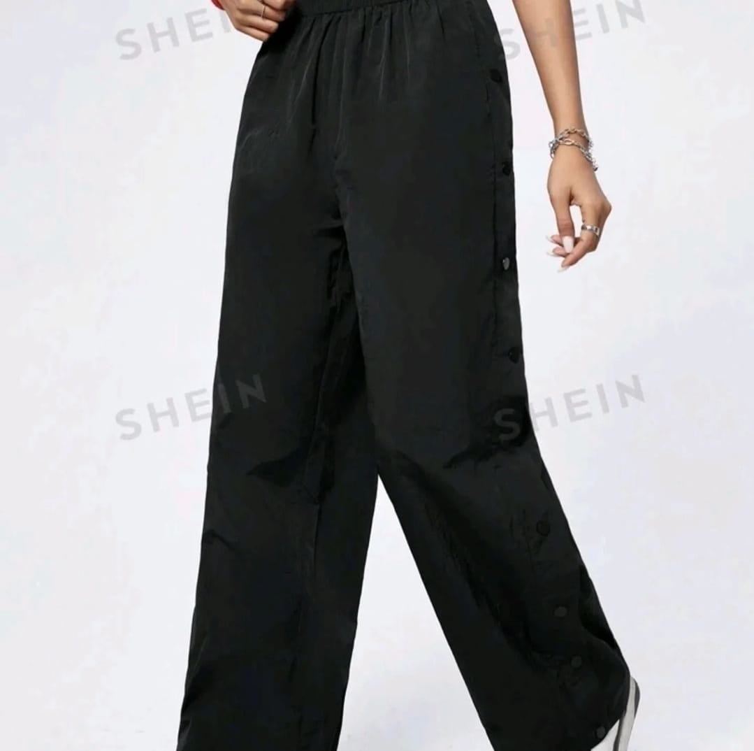Black Wide Leg Button Side Pants for Women – Shein Inspired Casual Style
