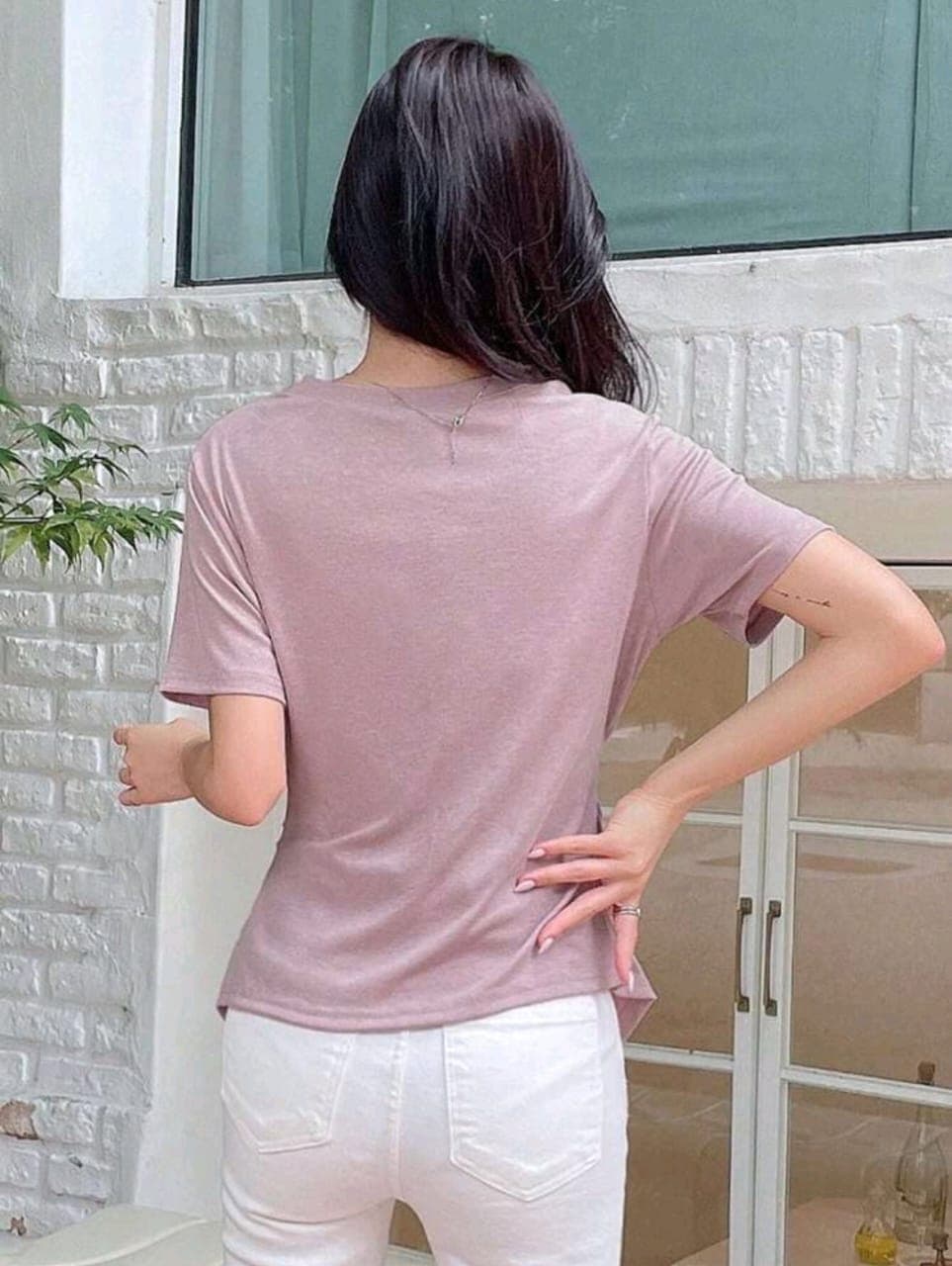 Dusty Pink Asymmetrical Wrap T-Shirt for Women – Shein Inspired Casual Chic Top