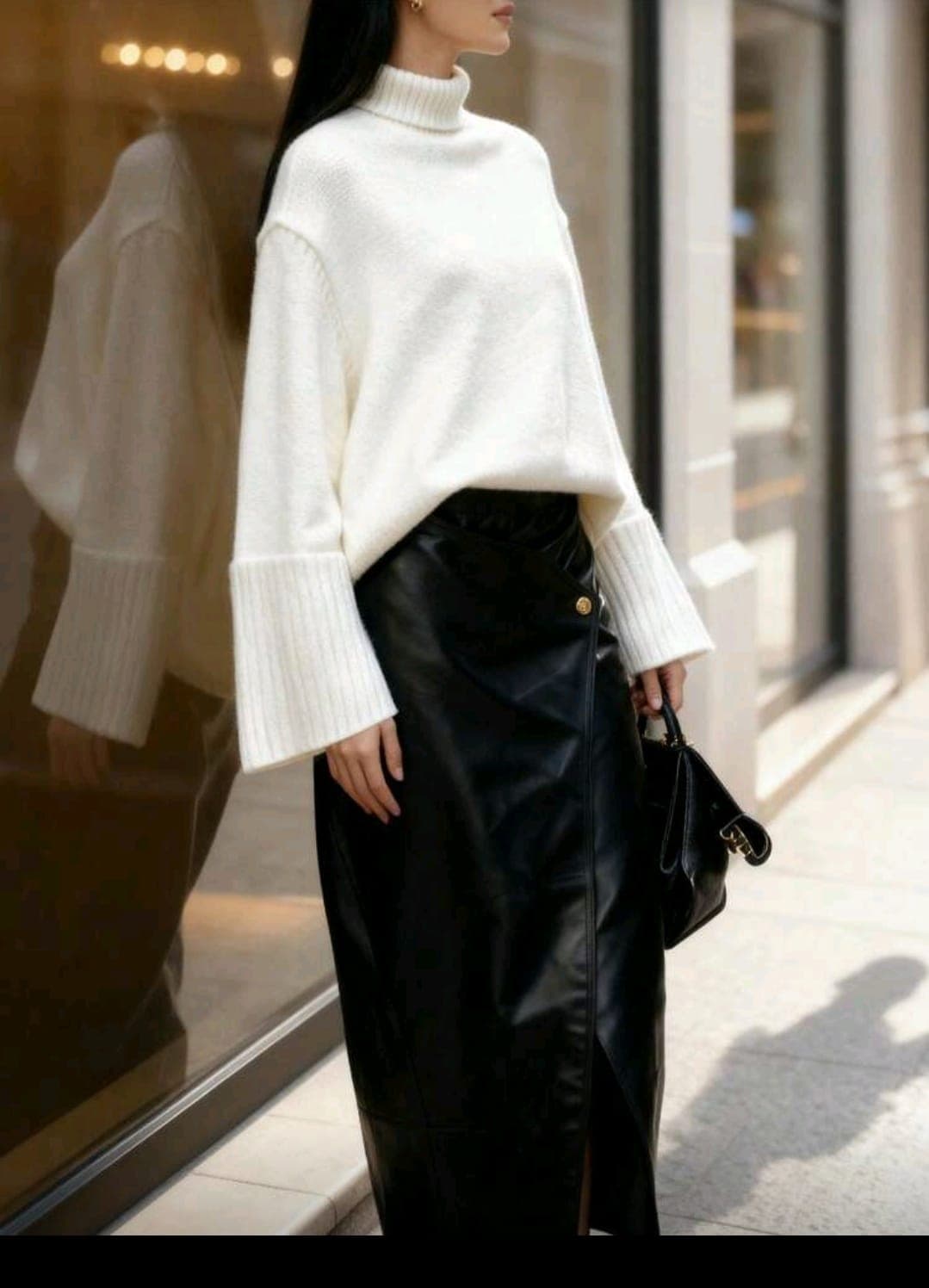 White Oversized Turtleneck Knit Sweater for Women – Shein Inspired Elegant Winter Style