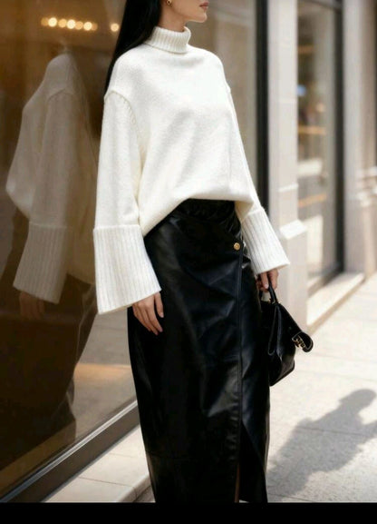 White Oversized Turtleneck Knit Sweater for Women – Shein Inspired Elegant Winter Style