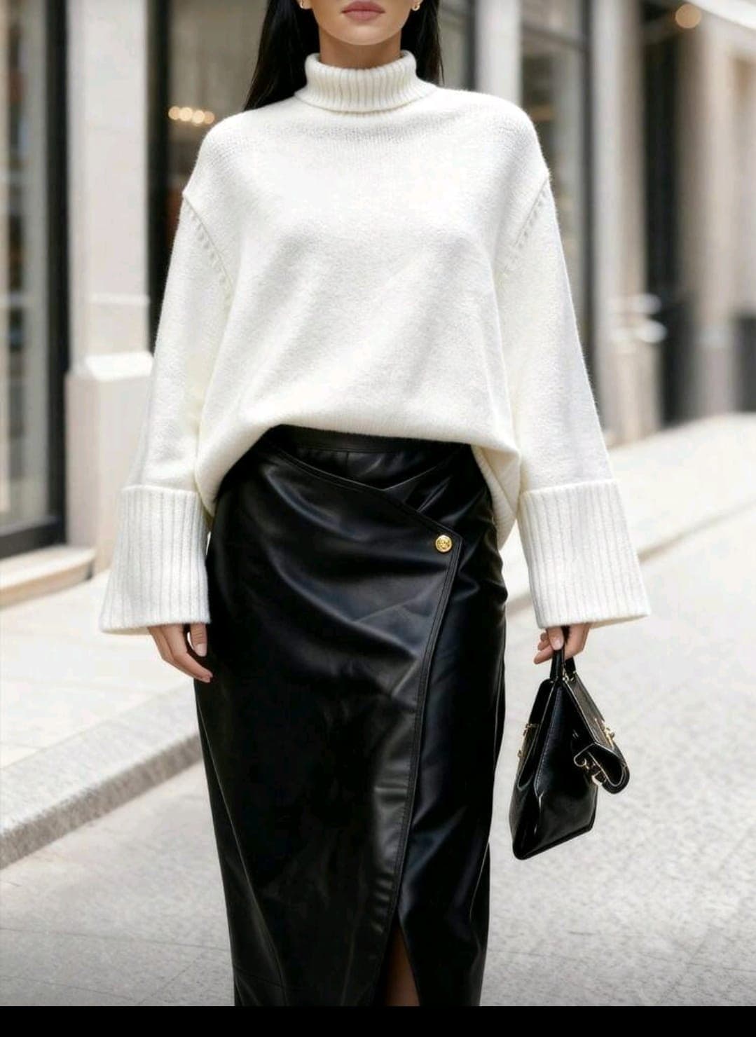 White Oversized Turtleneck Knit Sweater for Women – Shein Inspired Elegant Winter Style